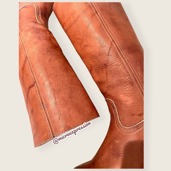 Frye Campus 14L Saddle Cognac Leather Vintage Equestrian Square Toe Cowboy Boots - Picture 15 of 16